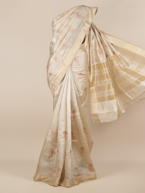 

Pothys Cream-Coloured Woven Design Jute Silk Saree