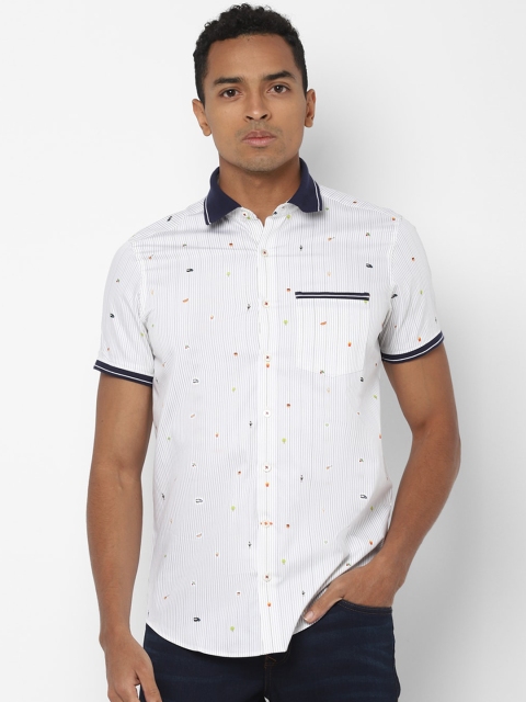 

SIMON CARTER LONDON Men White Slim Fit Printed Casual Shirt