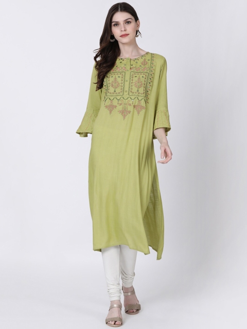 

Soch Women Green Floral Embroidered Kurta