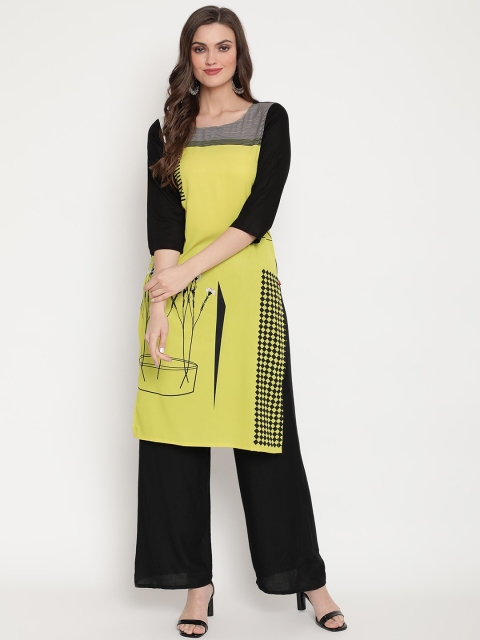 

Ramas Women Yellow & Black Floral Printed Kurta