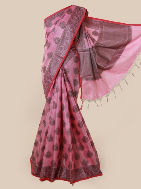 

Pothys Pink & Grey Tissue Woven Design Saree