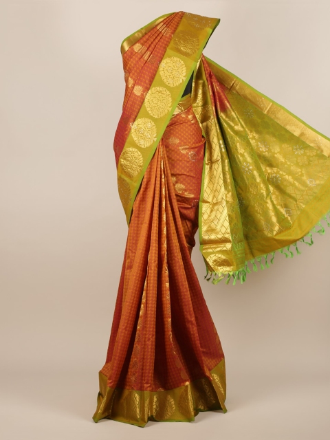 

Pothys Rust Orange Woven Design Pure Silk Saree