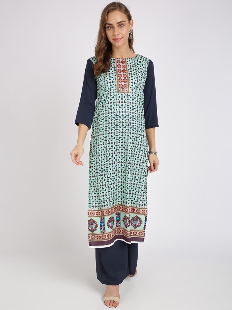 

Florence Women Green Geometric Printed Crepe Kurta
