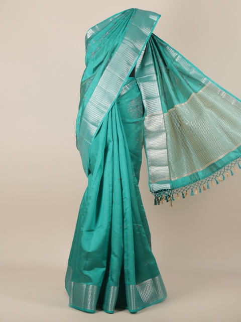 

Pothys Blue & Silver-Coloured Jute Silk Woven Design Saree