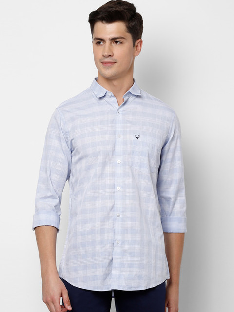 

Allen Solly Men Blue Slim Fit Checked Casual Cotton Shirt