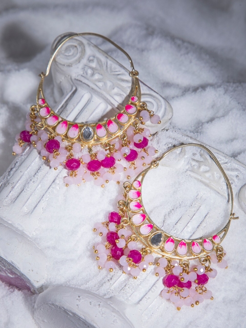 

Biba Pink & Gold-Toned Circular Hoop Earrings