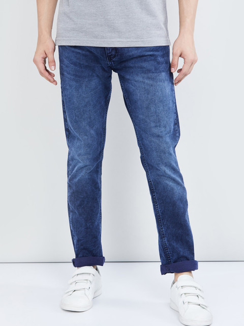 

max Men Blue Slim Fit Mid-Rise Clean Look Stretchable Jeans