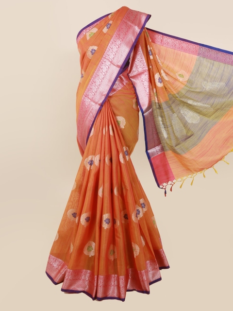 

Pothys Orange Woven Design Cotton Blend Saree