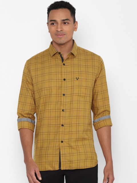 Allen Solly Men Yellow Slim Fit Checked Casual Shirt