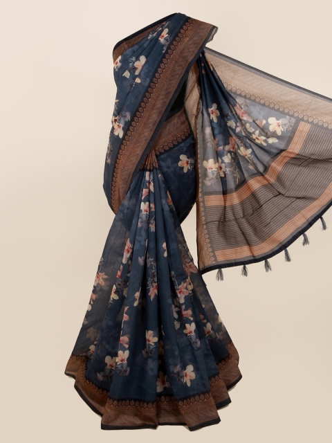 

Pothys Grey Printed Cotton Blend Saree