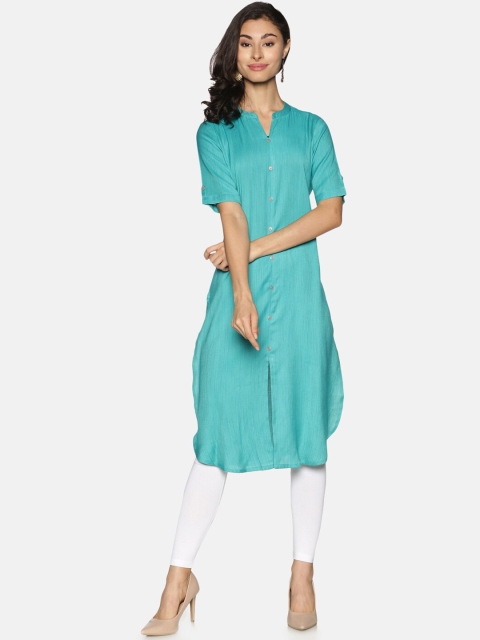 

Saffron Threads Women Turquoise Blue Kurta