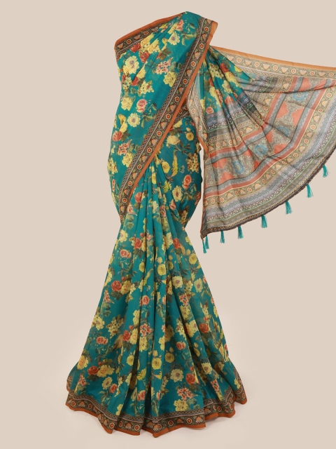 

Pothys Green Printed Cotton Blend Saree