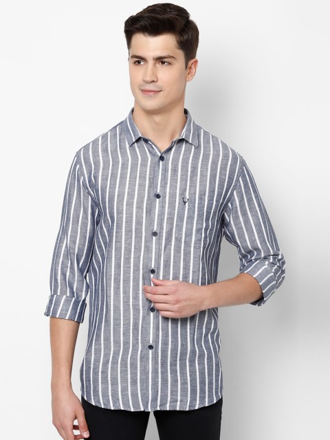 

Allen Solly Men Grey Slim Fit Striped Casual Shirt