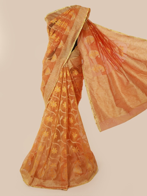 

Pothys Orange Woven Design Supernet Saree
