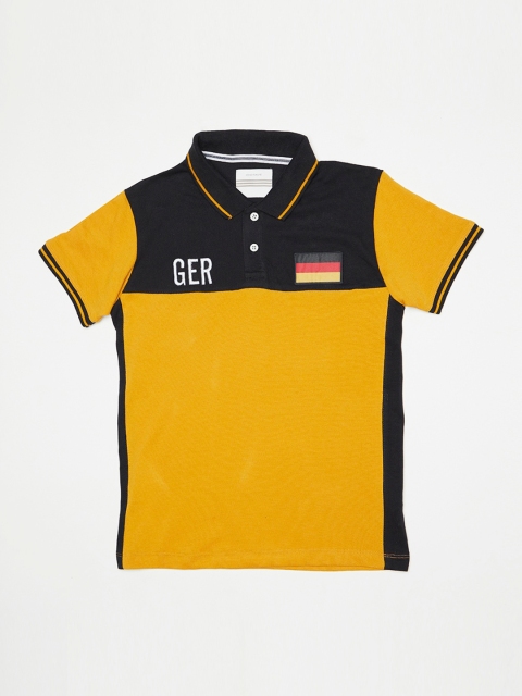 

Octave Boys Yellow & Blue Colorblocked Polo Collar Tshirt