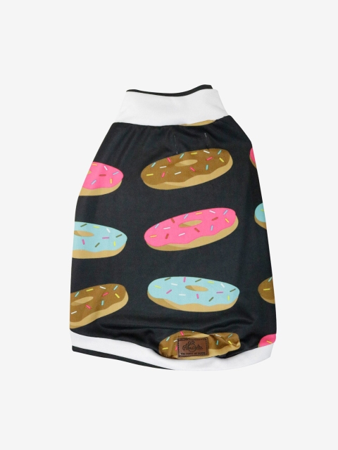 

Pawsindia Black & Pink Donuts Printed Dog T-Shirt