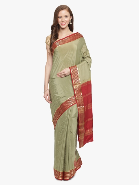 

Sudarshan Silks Green & Red Pure Silk Woven Design Mysore Silk Saree