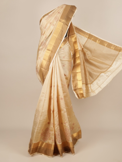

Pothys Cream-Coloured Woven Design Jute Silk Saree
