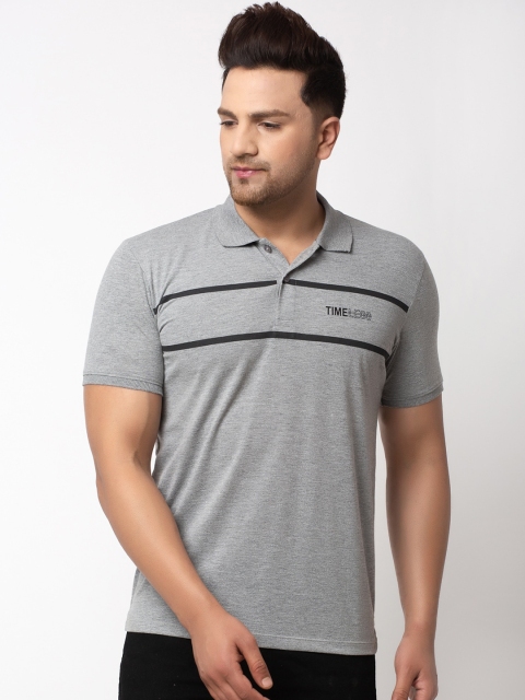 

WILD WEST Men Grey Solid Polo Collar T-shirt