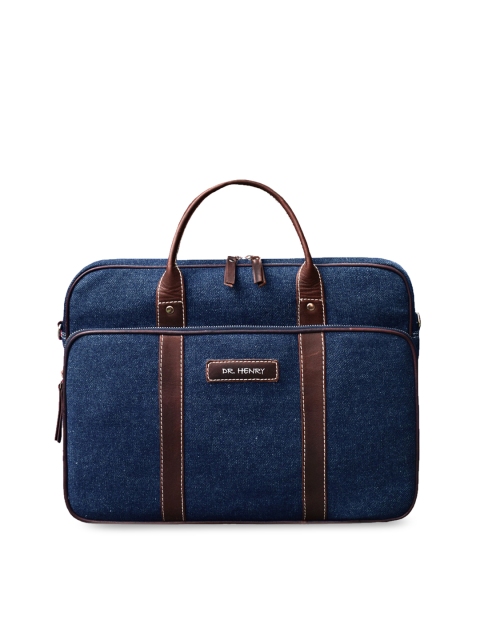 

DR. HENRY Unisex Blue & Brown Textured Laptop Bag