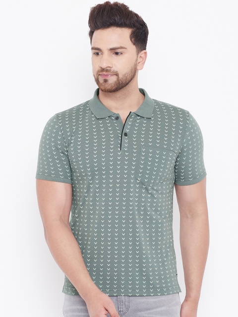 

Adobe Men Green Printed Polo Collar T-shirt
