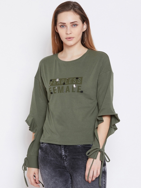 

CAMLA Women Olive Tied Sleeves Top