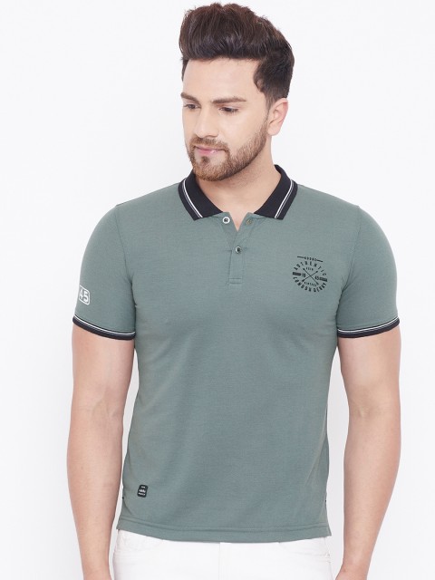 

Adobe Men Olive Green Solid Polo Collar T-shirt