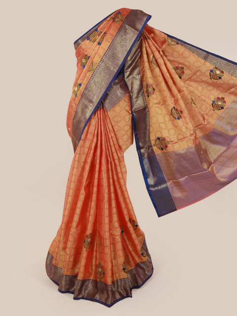 

Pothys Peach-Coloured Woven Design Cotton Blend Saree
