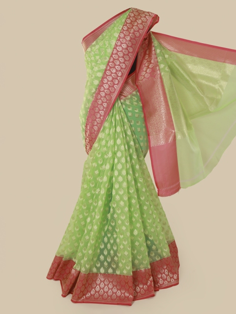 

Pothys Green & Pink Tissue Woven Design Saree