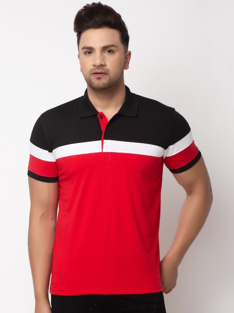 

WILD WEST Men Multicoloured Colourblocked Polo Collar T-shirt, Multi