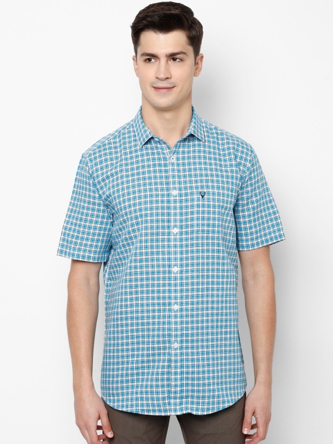 

Allen Solly Men Blue & White Slim Fit Checked Semiformal Shirt