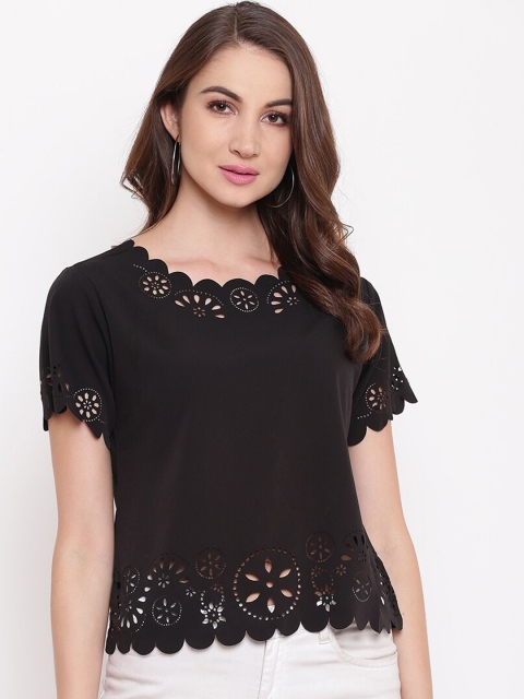 

Mayra Black Crepe Regular Top