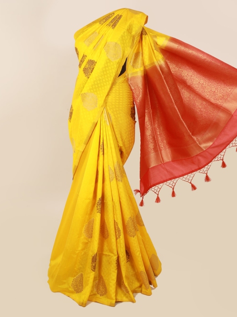 

Pothys Yellow Woven Design Cotton Blend Saree