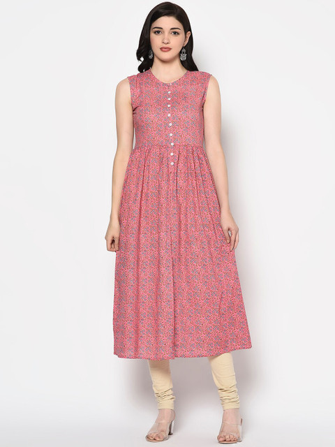 

Gulmohar Jaipur Women Pink Floral Printed Anarkali Kurta