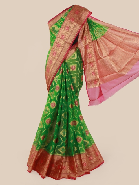

Pothys Green & Pink Tissue Woven Design Saree