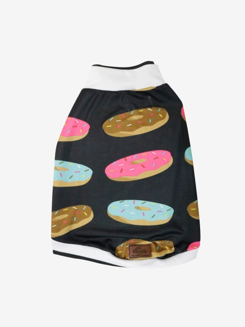 

Pawsindia Black & Fuchsia Pink Donuts Printed Dog T-Shirt