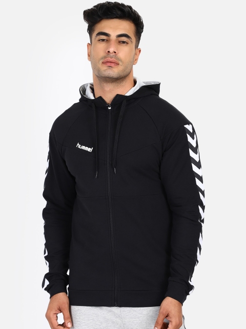 

hummel Men Black Solid Hooded Sweatshirt