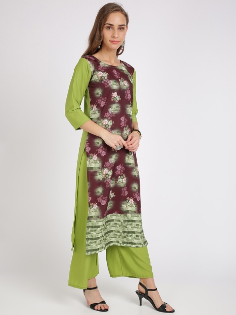 

Florence Women Green Floral Printed Crepe Kurta