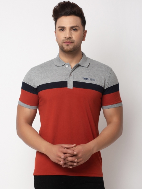 

WILD WEST Men Multicoloured Colourblocked Polo Collar T-shirt, Multi