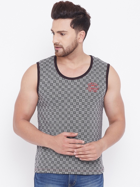 

Adobe Men Grey Printed Round Neck Sleeveless T-shirt