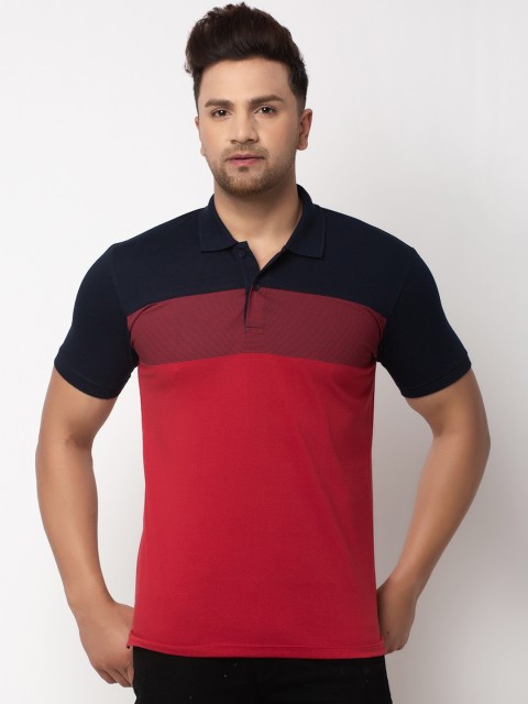 

WILD WEST Men Multicoloured Colourblocked Polo Collar T-shirt, Multi