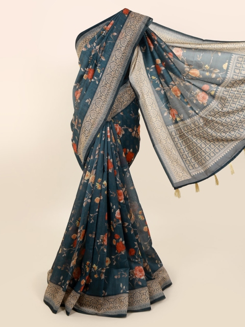 

Pothys Green Printed Cotton Blend Saree