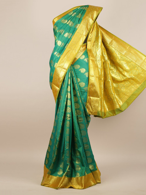 

Pothys Green & Gold-Toned Art Silk Woven Design Saree