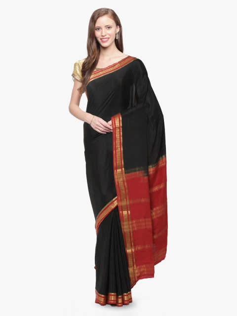 

Sudarshan Silks Black & Red Pure Silk Solid Mysore Silk Saree