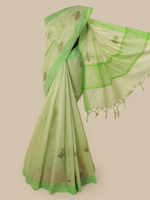 

Pothys Green Woven Design Tissue Saree