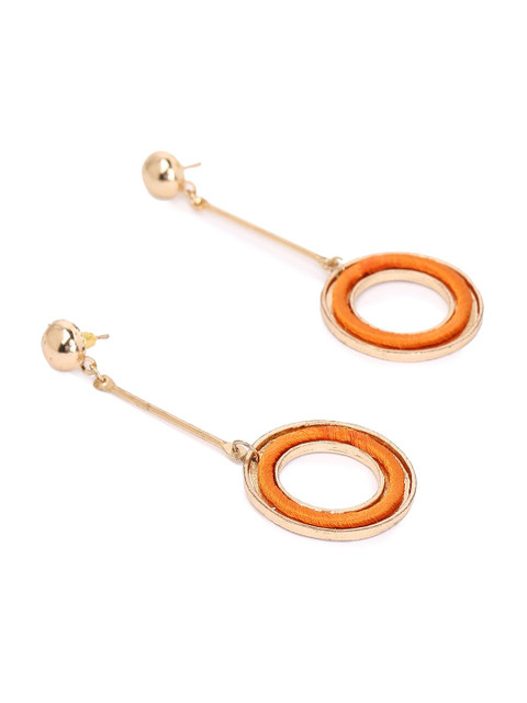 

FOREVER 21 Gold-Toned Contemporary Circular Charm Drop Earrings