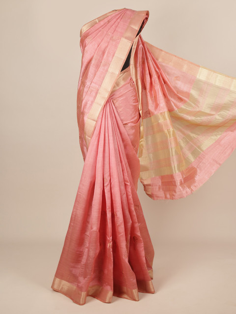 

Pothys Pink Woven Design Jute Silk Saree