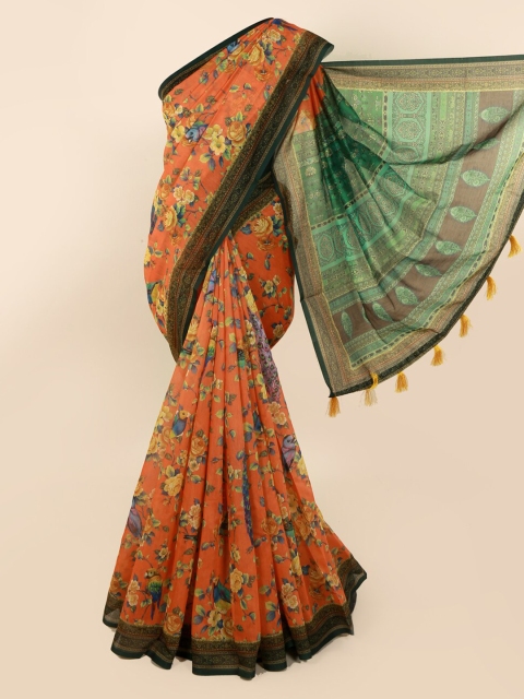 

Pothys Orange Printed Cotton Blend Saree