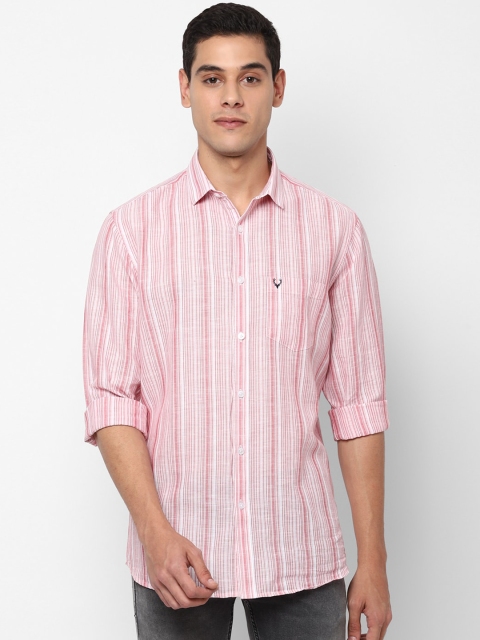 

Allen Solly Men Pink & Off-White Slim Fit Striped Casual Shirt