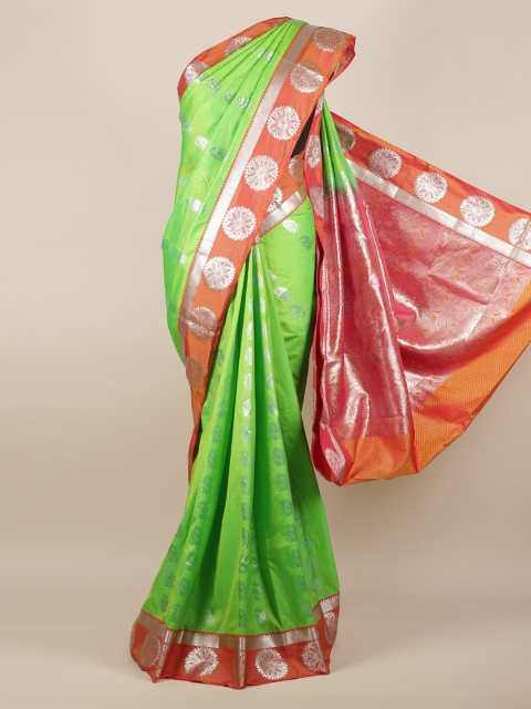 

Pothys Green & Silver-Toned Art Silk Woven Design Saree